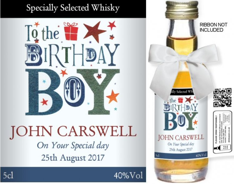 Personalised Miniature Spirit Bottles | Birthday Label 05