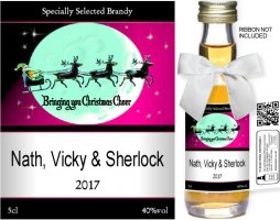 Personalised Alcohol Miniatures with Christmas Label 03