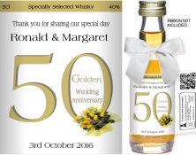 Personalised Alcohol Miniatures | Golden Wedding Label 01 Personalised Alcohol Miniatures | Golden Wedding Label 01
