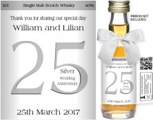 Personalised Alcohol Miniatures | Silver Wedding Label 01 Personalised Alcohol Miniatures | Silver Wedding Label 01