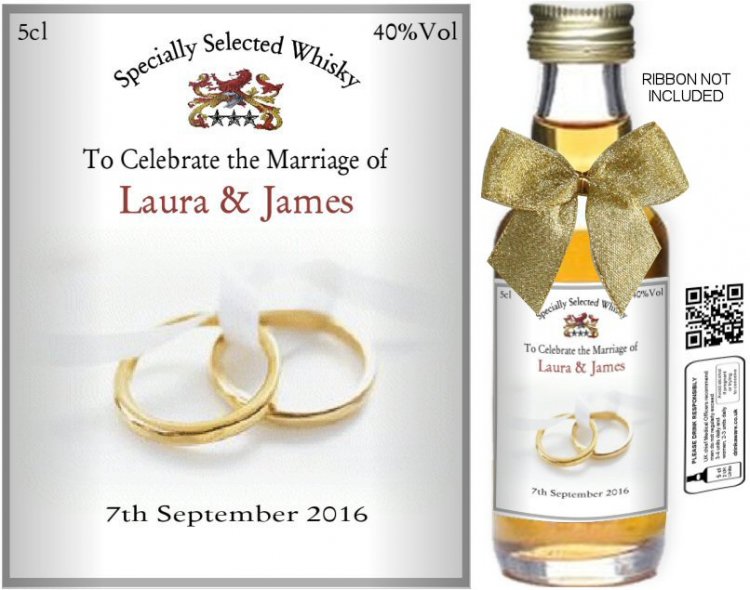 Personalised Alcohol Miniatures | Wedding Favour Label 03