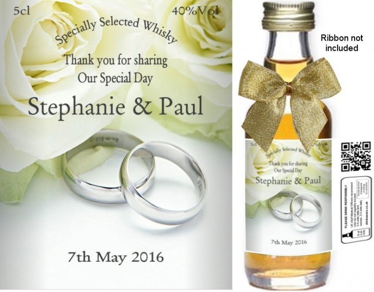 Personalised Alcohol Miniatures | Wedding Favour Label 09B