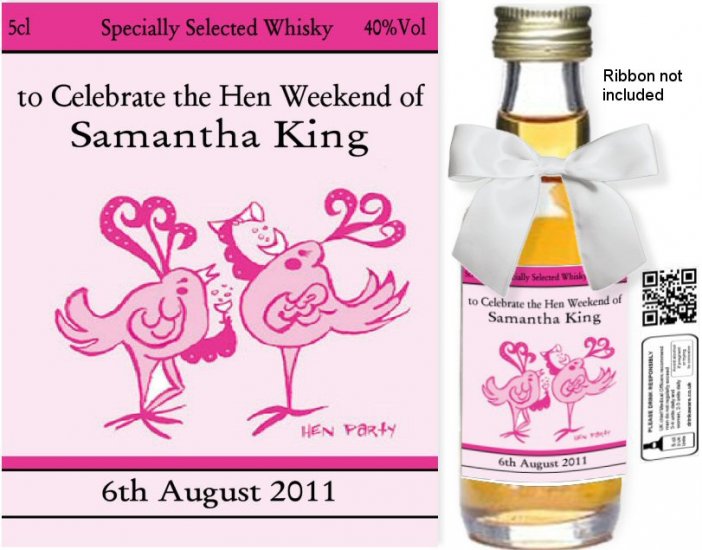 Personalised Miniature Bottles | Hen Party Label 17A