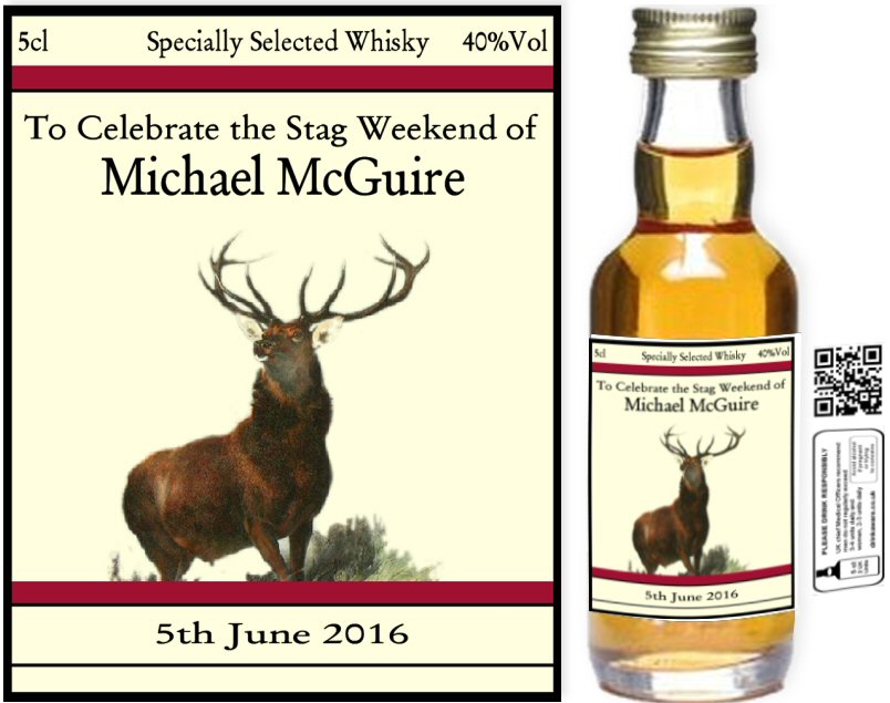 Personalised Miniature Alcohol Bottles | Stag Label 01